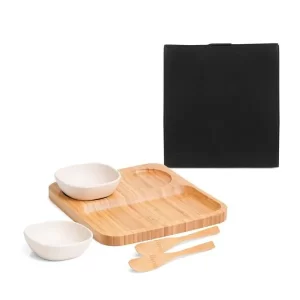 Conj. Para Petiscos E Patês Em Bambu/Fibra De Bambu-5 Pçs
