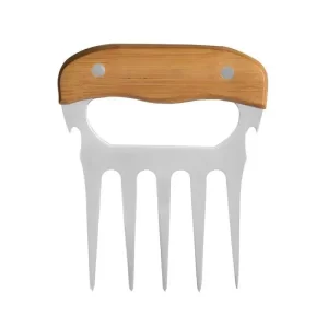 Garfo Com 5 Dentes Em Madeira - Inox - 11,5X14,5Cm